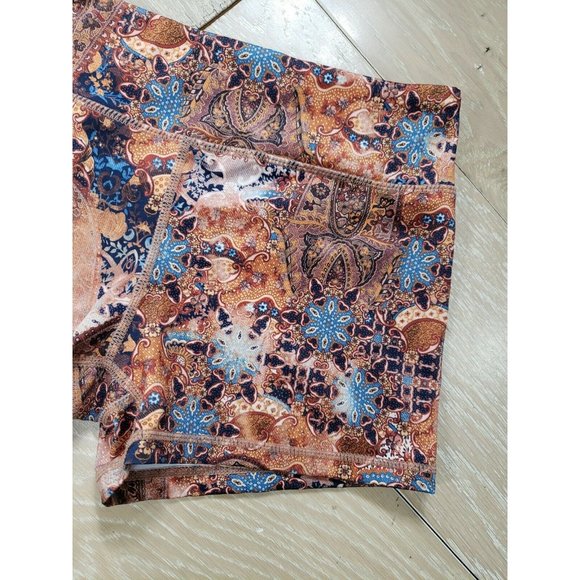 Women's Small Biker Shorts Strong Compression Crazy Paisley All Over Print Gym - Picture 2 of 7